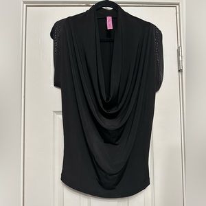 Retro Doll Cowl Neck Embellished Top